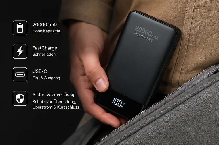 Powerbank FastCharge 20000 mAh – Leistungsstark & Schnellladung 3